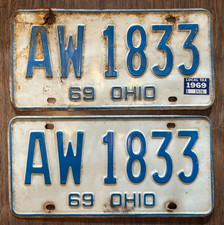 1969 ohio license plates for sale  Bay Village