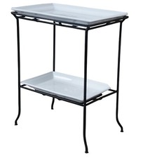 Usado, Vintage Duas camadas de ferro industrial e porcelana servindo mesa de bandeja Dry Bar Stand comprar usado  Enviando para Brazil