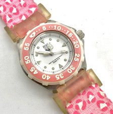 Relógio de mergulho feminino Roxy Quik prata 32 mm moldura rosa e pulseira, mostrador branco RX223, usado comprar usado  Enviando para Brazil