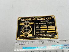 Usado, Etiqueta/placa vintage Iskenderian Racing Cam latão hot rod - 2" x 3" comprar usado  Enviando para Brazil