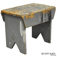 Usado, Banqueta de trabalho antiga francesa country primitiva pintura cinza salpicada comprar usado  Enviando para Brazil