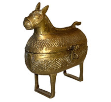 Escultura de cera perdida vintage bronze cavalo Dhokra caixa com tampa arte tribal da Índia comprar usado Escultura de cera perdida vintage bronze cavalo Dhokra caixa com tampa arte tribal da Índia comprar usado  Enviando para Brazil