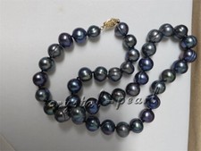 Colar de pérolas verdes pretas barrocas taitianas 10-9 mm fecho 14k comprar usado  Enviando para Brazil