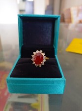 Usado, Anel de aniversário 5,60 quilates corte oval rubi natural e diamante ouro amarelo 14k tamanho 8 comprar usado  Enviando para Brazil