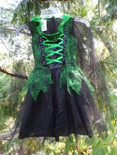 Fantasia de bruxa de Halloween fitas pretas e verdes, brilho, teias de aranha, rede M comprar usado  Enviando para Brazil