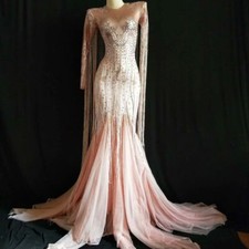 Vestido longo feminino sexy borla rosa strass brilhante fantasia de festa feminina comprar usado  Enviando para Brazil