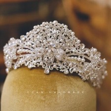 Acessórios de casamento femininos Crown peça de noiva enfeites de cabelo imitação pérola comprar usado  Enviando para Brazil