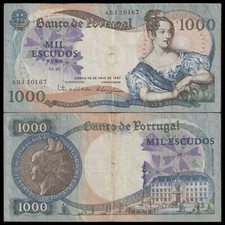 Usado, 🇵🇹 Portugal 1000 Escudos Queen Maria II 1967 “ABJ” Escolha 172 a aVF comprar usado  Enviando para Brazil