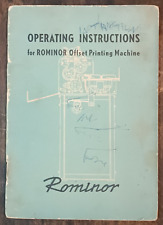 MANUAL DE INSTRUÇÕES DE OPERAÇÃO PARA MÁQUINA DE IMPRESSÃO OFFSET ROMINOR INGLÊS, usado comprar usado  Enviando para Brazil