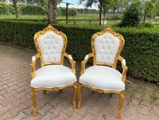 Poltronas vintage italiano barroco folha de ouro couro branco faia madeira par comprar usado  Enviando para Brazil