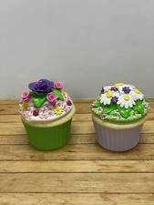 Usado, Cupcakes de cerâmica - 2 peças. - PERFEITO ESTADO - DESIGNS FLORAIS comprar usado  Enviando para Brazil