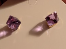 Usado, Brincos cubo roxo vidro transparente tom dourado comprar usado  Enviando para Brazil