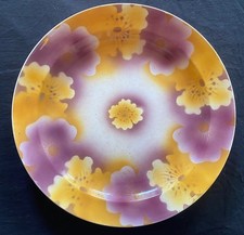 Placa de cerâmica floral antiga Kuznetsov amarela + roxa - 1900-1920 - 14,5" diama comprar usado  Enviando para Brazil