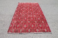 Tapete floral turco vintage vermelho feito à mão 4x8 pés para piso de sala tribal étnica comprar usado  Enviando para Brazil