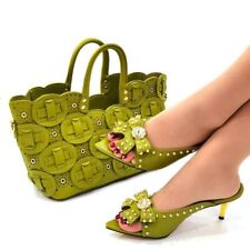  Conjunto de sapatos e bolsas conjuntos de sapatos verdes com bolsas combinando festa de casamento real comprar usado  Enviando para Brazil