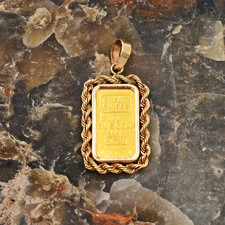 Berloque/pingente moldura corda 14k barra lingote fino ouro amarelo 24k Credit Suisse comprar usado  Enviando para Brazil