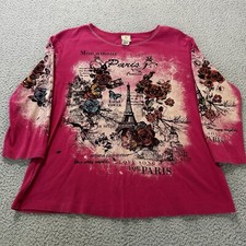 Blusa Jess and Jane Feminina Tamanho Grande Paris Romance Rosa Torre Eiffel Algodão comprar usado  Enviando para Brazil
