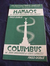 " Spartito Manaus Columbus Di J.Médinger E L.Lunazzi Paso Doble ", usado comprar usado  Enviando para Brazil