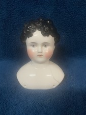 "Antigua cabeza de muñeca China solo pelo negro ojos azules 5"" alto 4"" hombro agrietado" segunda mano  Embacar hacia Mexico