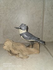 Escultura de pájaro carpintero de madera tallada y pintada a mano sobre base de madera a la deriva 5" segunda mano  Embacar hacia Mexico