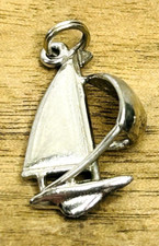 Pulseira pingente berloque barco náutico veleiro prata esterlina vintage 3/4 x 1/2", usado comprar usado  Enviando para Brazil