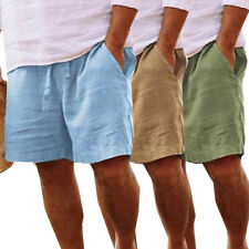 Pantalones Cortos Para Hombres Algodón Lino Verano Playa Hawaiano Cordón Cintura § segunda mano  Embacar hacia Argentina