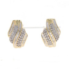 Oro Amarillo Diamante Bypass Aro J Pendientes - 10k Rnd & Baguette 1.00ctw Omega comprar usado  Enviando para Brazil