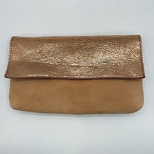 Bolsa de noite Anthropologie couro clutch bolsa de festa metálica ouro rosa bronzeado comprar usado  Enviando para Brazil