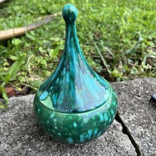 Prato retrô verde salpicado gotejamento cerâmica coberto bugigangas doces 7,5" MCM LER comprar usado  Enviando para Brazil