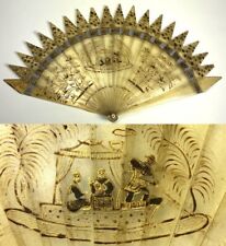 Ventilador de mão raro antigo Império Francês, c.1810-25, Blackamoors, barco, pássaros exóticos comprar usado  Enviando para Brazil