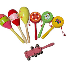 Instrumento musical colorido 7 peças madeira pintado à mão crianças brinquedos vintage raros, usado comprar usado  Enviando para Brazil