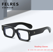 Óculos de leitura masculino feminino retangular azul luz bloqueio armação grossa leitor retrô comprar usado  Enviando para Brazil