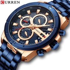 CURREN Men Stainless Steel Sports Chronograph Waterproof Date Quartz Wrist Watch comprar usado  Enviando para Brazil