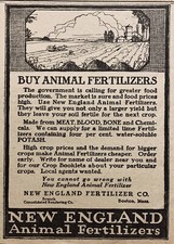 1918 AD(XE7)~NEW ENGLAND FERTILIZER CO. BOSTON. FERTILIZANTES ANIMAIS DE SANGUE E OSSOS comprar usado  Enviando para Brazil