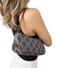 Bolsa de ombro CELINE vintage macadame monograma azul denim couro algodão comprar usado  Enviando para Brazil