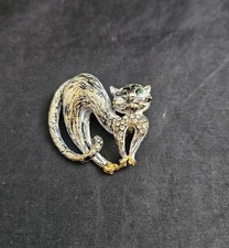 Broche de broche de gato vintage olhos verdes e peito de strass comprar usado  Enviando para Brazil