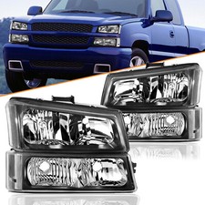 Faróis pretos e lâmpadas de para-choque para 2003-2007 Chevy Silverado 1500 2500 3500 HD comprar usado  Enviando para Brazil