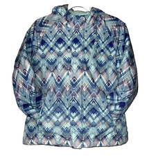 Casaco de inverno infantil feminino juvenil XL 14 roxo azul forrado de lã com capuz comprar usado  Enviando para Brazil