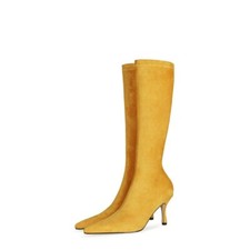 Botas femininas de panturrilha média biqueira pontiaguda salto alto salto agulha sapatos de festa 34-45 L comprar usado  Enviando para Brazil