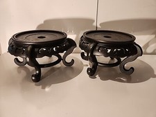Par de abajur feito em Hong Kong cor madeira escura vaso suporte redondo 4 pés 5" diâmetro. LQQK comprar usado  Enviando para Brazil
