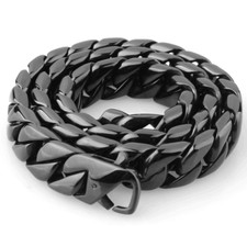15mm 16-40 "Collar de cadena de eslabón cubano de acero inoxidable negro para regalo de joyería para hombres segunda mano  Embacar hacia Mexico