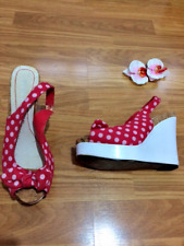 Wedge red polka for sale  LONDON