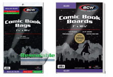 Bolsas de cómics BCW plateadas (resellables/gruesas) y tableros de respaldo (paquete de 100) segunda mano  Embacar hacia Mexico