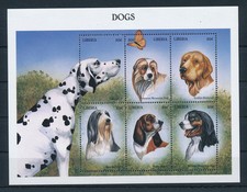 [35742] Hoja de recuerdo Liberia 1999 mascotas perros dálmata Collie MNH segunda mano  Embacar hacia Mexico