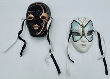 2 Máscara Facial Vintage Mardi Gras Porcelana Cerâmica Decoração de Parede MÚSICA BORBOLETA comprar usado  Enviando para Brazil