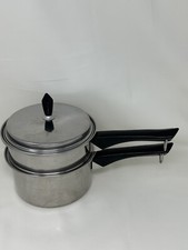 Caldeira dupla imperial aço inoxidável 1,5 quartos com tampa vintage comprar usado  Enviando para Brazil