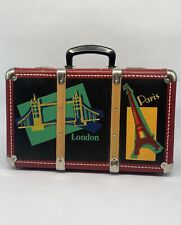 Adorável Mala de Viagem Vintage Multicolorida de Madeira Decoração LONDRES PARIS comprar usado  Enviando para Brazil