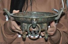 Antiga dinastia chinesa bronze louça cabeça de besta bandeja paletes prato prato estátua, usado comprar usado  Enviando para Brazil