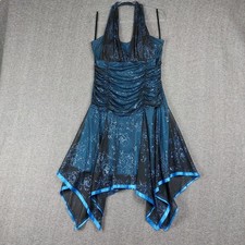 VESTIDO TABOO FEMININO Y2K PRETO AZUL GLITTER FLORAL FADA GRUNGE HALTER TAMANHO GRANDE comprar usado  Enviando para Brazil