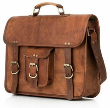 Bolsa satchel masculina couro genuíno rústico laptop mensageiro feita à mão comprar usado  Enviando para Brazil